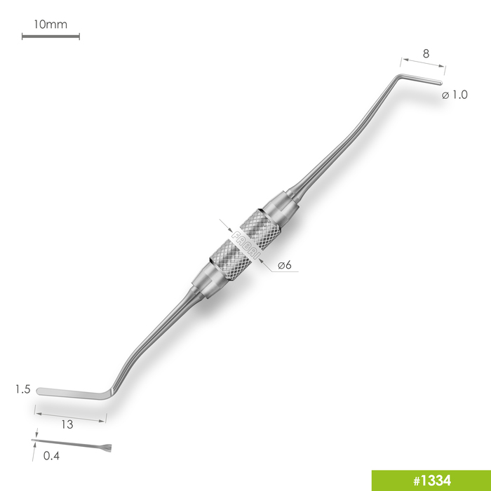 1334 Удлиненная узкая гладилка с цилиндрическим штопфером Ø1.0mm. Ручка Ø6mm